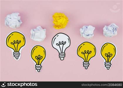 minimalist drawings light bulbs paper