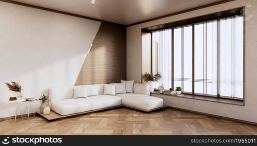 Minimalist interior ,Sofa furniture and plants, modern room design.3D rendering