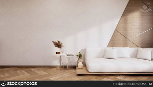 Minimalist interior ,Sofa furniture and plants, modern room design.3D rendering