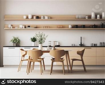 Minimalist Kitchen with Clean Countertops. Generative ai. High quality illustration. Minimalist Kitchen with Clean Countertops. Generative ai