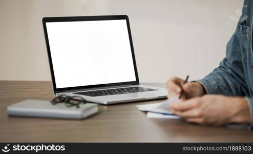 minimalist office person copy space laptop 1 . Resolution and high quality beautiful photo. minimalist office person copy space laptop 1 . High quality and resolution beautiful photo concept