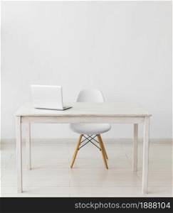minimalist office with table laptop. Resolution and high quality beautiful photo. minimalist office with table laptop. High quality and resolution beautiful photo concept