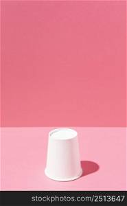 minimalist white cardboard cup copy space