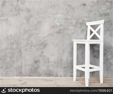 minimalist white stool with concrete panels