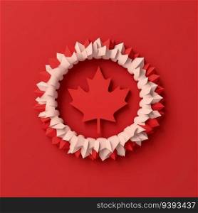 Minimalistic Canadian Charm 3D Paper Cut Craft Illustration for Canada Day Greetings. For print, web design, UI, poster and other.
