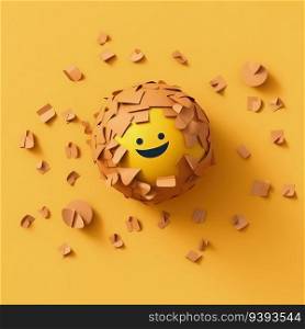 Minimalistic Emoji Celebration 3D Paper Cut Craft Illustration for World Emoji Day Greetings. For print, web design, UI, poster and other.