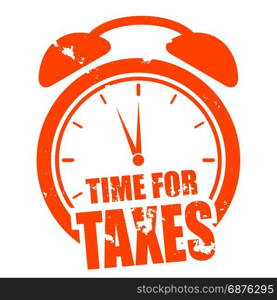 minimalistic illustration of a grungy clock with time for Taxes text, eps10 vector