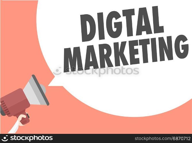 minimalistic illustration of a megaphone with Digital Marketing text in a speech bubble, eps10 vector