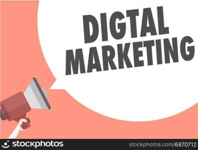 minimalistic illustration of a megaphone with Digital Marketing text in a speech bubble, eps10 vector