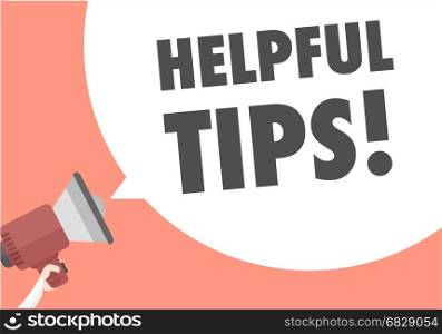 minimalistic illustration of a megaphone with Helpful Tips text in a speech bubble, eps10 vector