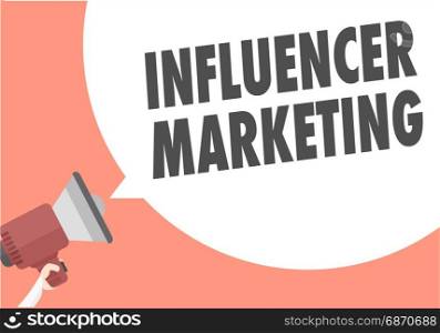 minimalistic illustration of a megaphone with Influencer Marketing text in a speech bubble, eps10 vector