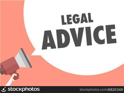 minimalistic illustration of a megaphone with Legal Advice text in a speech bubble, eps10 vector