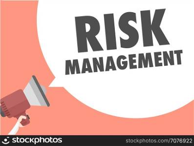 minimalistic illustration of a megaphone with Risk Management text in a speech bubble, eps10 vector