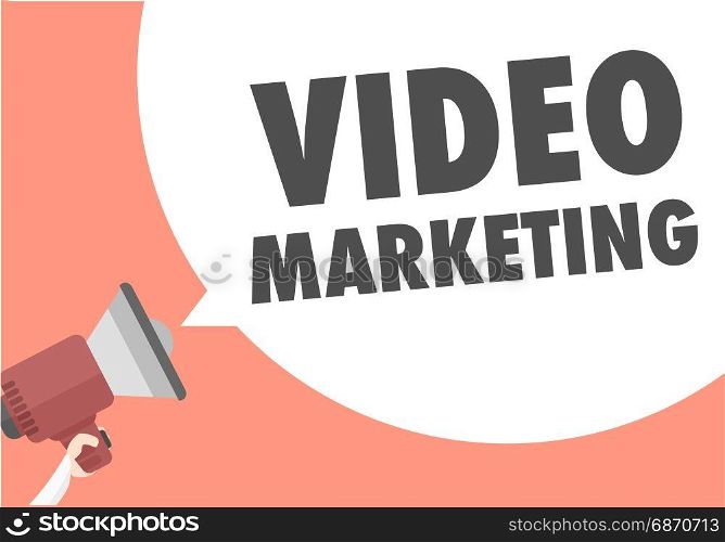 minimalistic illustration of a megaphone with Video Marketing text in a speech bubble, eps10 vector