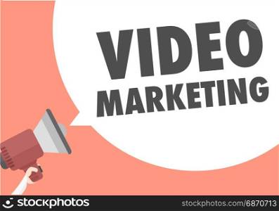 minimalistic illustration of a megaphone with Video Marketing text in a speech bubble, eps10 vector