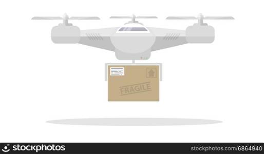 minimalistic illustration of a quadrocopter with package, eps10 vector