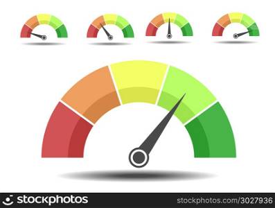 minimalistic illustration of different rating meters, customer satisfaction concept, eps10 vector. different Rating meters