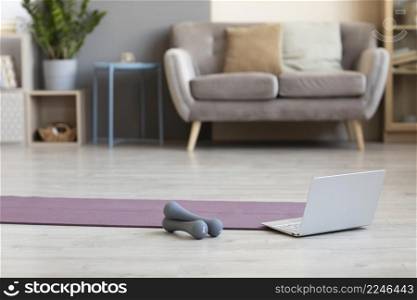 minimalistic interior design with yoga mat floor