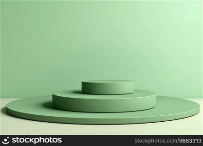 Minimalistic light green background for product presentation with podiums