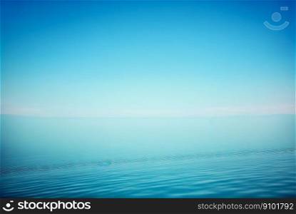 Minimalistic sea horizon under a blue sky. Generative AI.. Minimalistic sea horizon under a blue sky. Generative AI