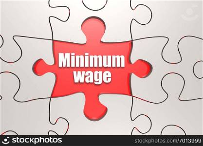 Minimum wage word on jigsaw puzzle, 3D rendering