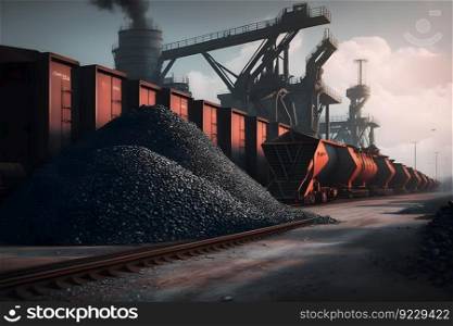Mining and transportation of coal. Neural network AI generated art. Mining and transportation of coal. Neural network AI generated