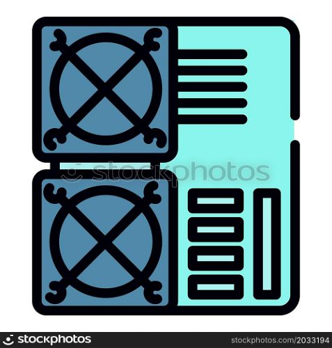 Mining farm cooler icon. Outline mining farm cooler vector icon color flat isolated. Mining farm cooler icon color outline vector