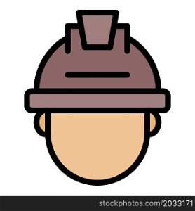Mining man icon. Outline mining man vector icon color flat isolated. Mining man icon color outline vector