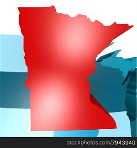 Minnesota image with hi-res rendered artwork that could be used for any graphic design.. Minnesota map on blue USA map