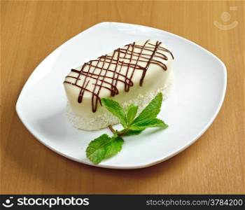 mint cake on a white plate