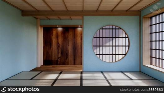 Mint Empty large hall, Asia interior cleaning room zen style. 3D rendering