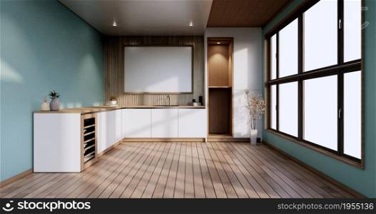 Mint Kitchen room japanese style.3D rendering