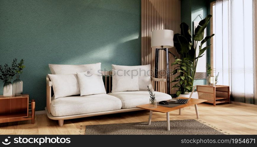 Mint Living Room Interior Design. 3D rendering