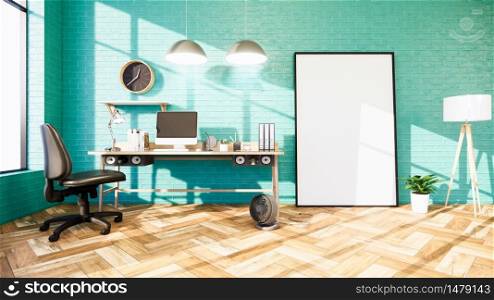 mint Mock up scene office Desk standing in office. 3d rendering