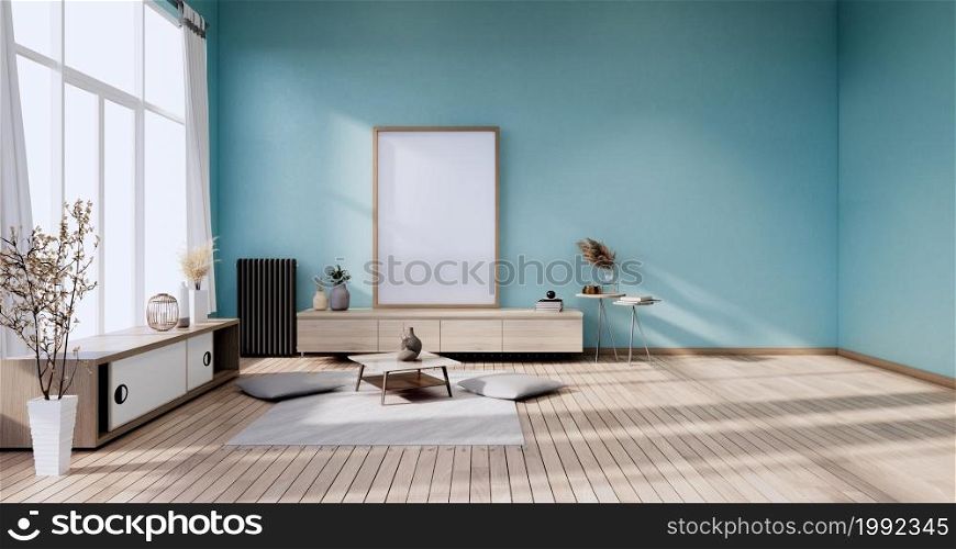 Mint Modern living room minimalist design, 3d rendering