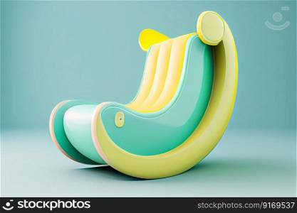 mint yellow curved designer soft leather armchair  illustration Generative AI.