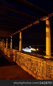Miradouro de Santa Luzia. famous viewing point in Lisbon at night
