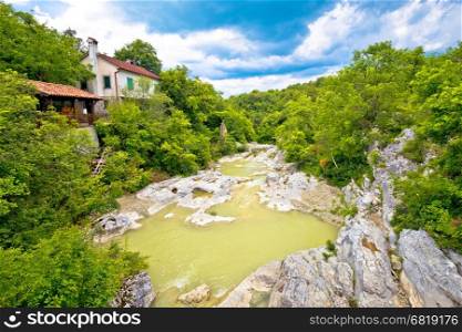 Mirna riverbed in Kotli view, green landscape of Istria, region of Croatia