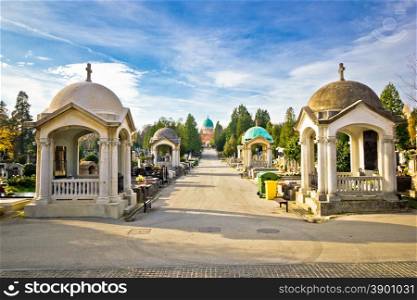 Mirogoj cemetery walkway gardens of Zagreb, capital of Croatia