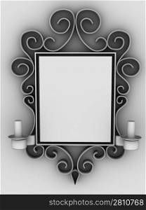 Mirror frame with candlesticks. 3d