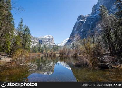 Mirror lake. Yosemite landscapes