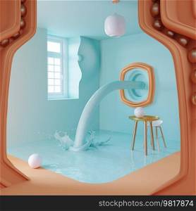 Mirror magic, . Fantasy room, magical view. 3d rendering. Mirror magic, . Fantasy room, magical view.