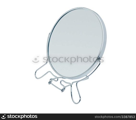 Mirror. The mirror in an iron frame is isolated on a white background