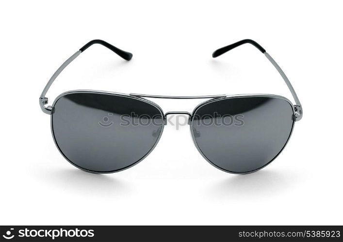 Mirrored aviator sunglasses isolated on white