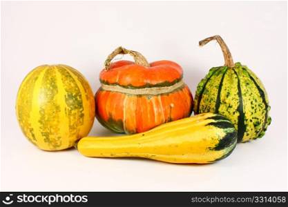 Miscellaneous colorful decorative gourds, isolated