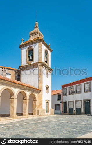 Misericordia Chapel has a baroque facade covered with tiles. Sao Joao de Pesqueira, Douro Valley, Portugal.