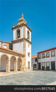 Misericordia Chapel has a baroque facade covered with tiles. Sao Joao de Pesqueira, Douro Valley, Portugal.