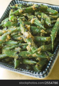 Miso Green Beans with Peanut Sauce