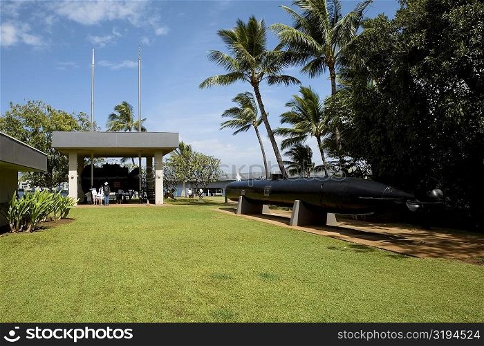 Missile sculpture in a park, Pearl Harbor, Honolulu, Oahu, Hawaii Islands, USA