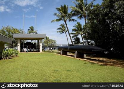 Missile sculpture in a park, Pearl Harbor, Honolulu, Oahu, Hawaii Islands, USA